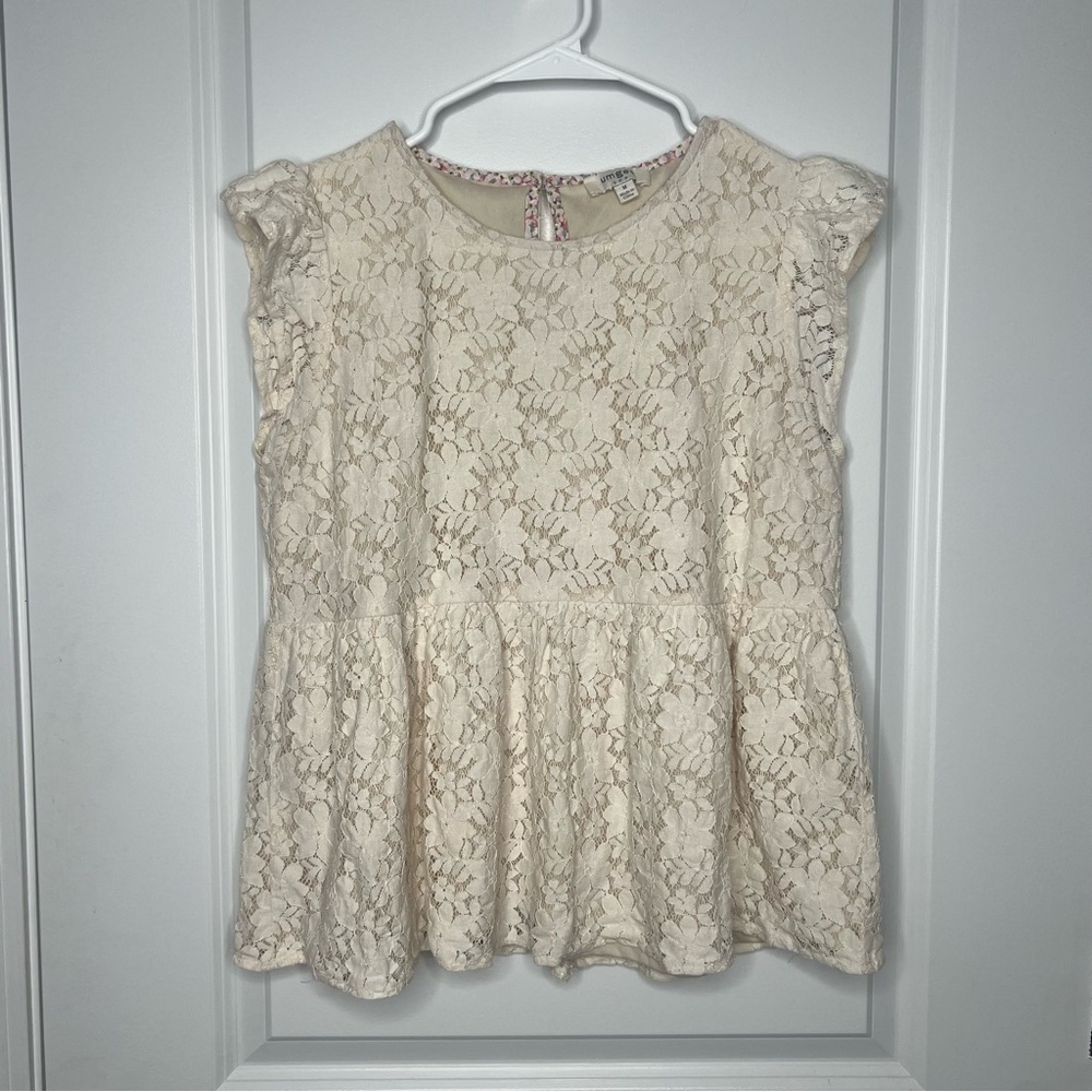 Umgee Cream Lace Blouse Women’s Size Medium Lined